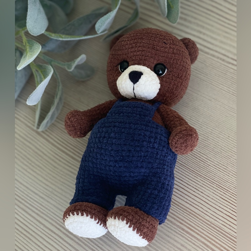 ‼️Handmade/Crochet Bear In Overalls ‼️ - Picture 2 of 8